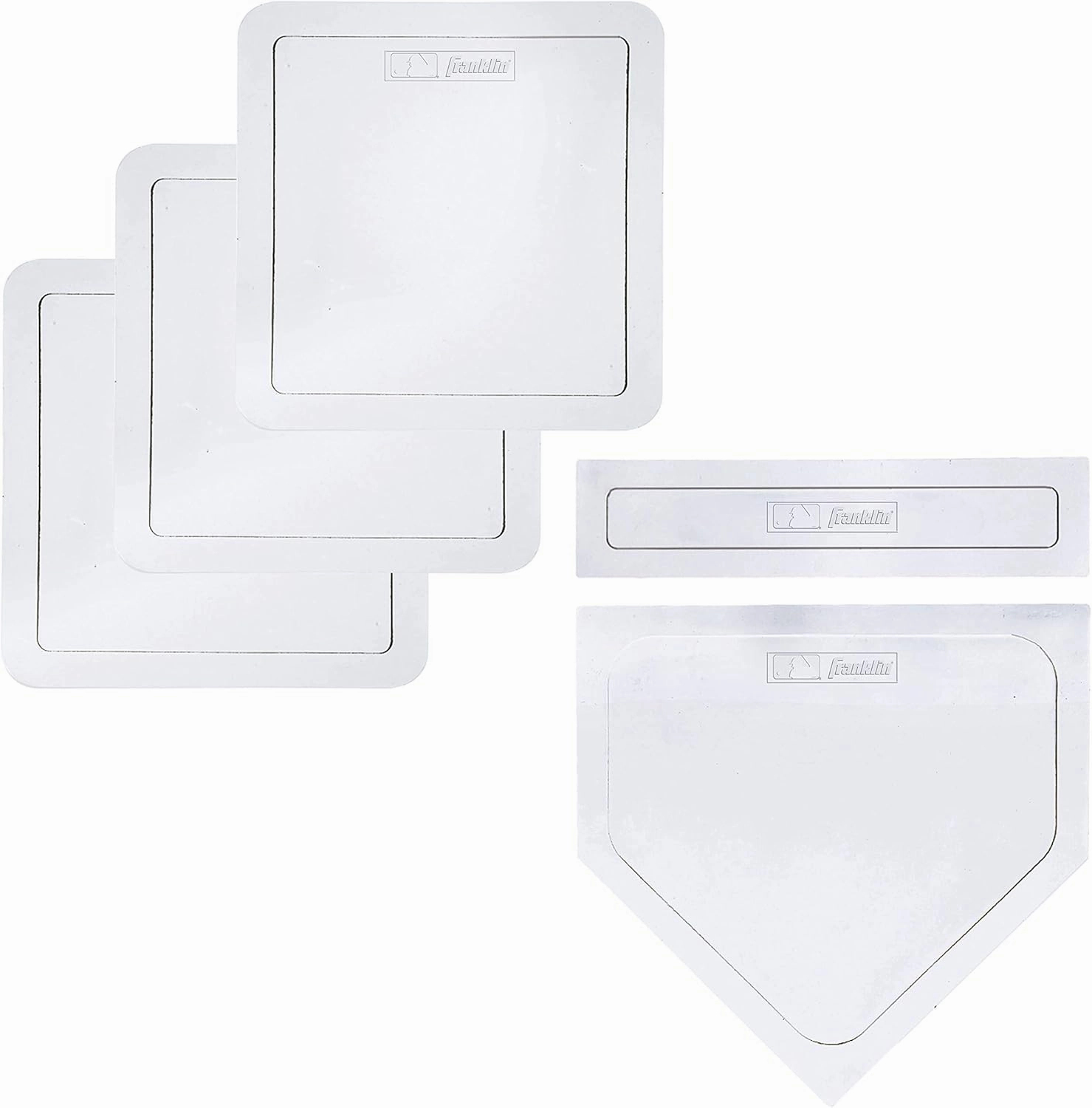 Franklin Sports MLB Throw Down Baseball Bases with Home Plate   Pitcher's Rubber - Backyard Rubber Base Set Perfect for Baseball, Teeball   Kickball