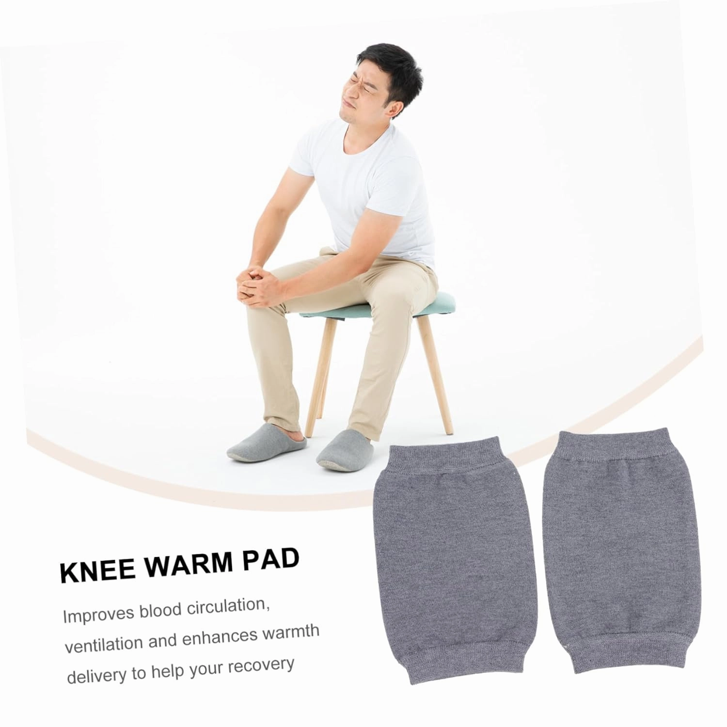 FRCOLOR Warm Knee Pads Stabilizer Braces for Women Men Compression Sleeve for Knees Lightweight Leg Warmer Random Color