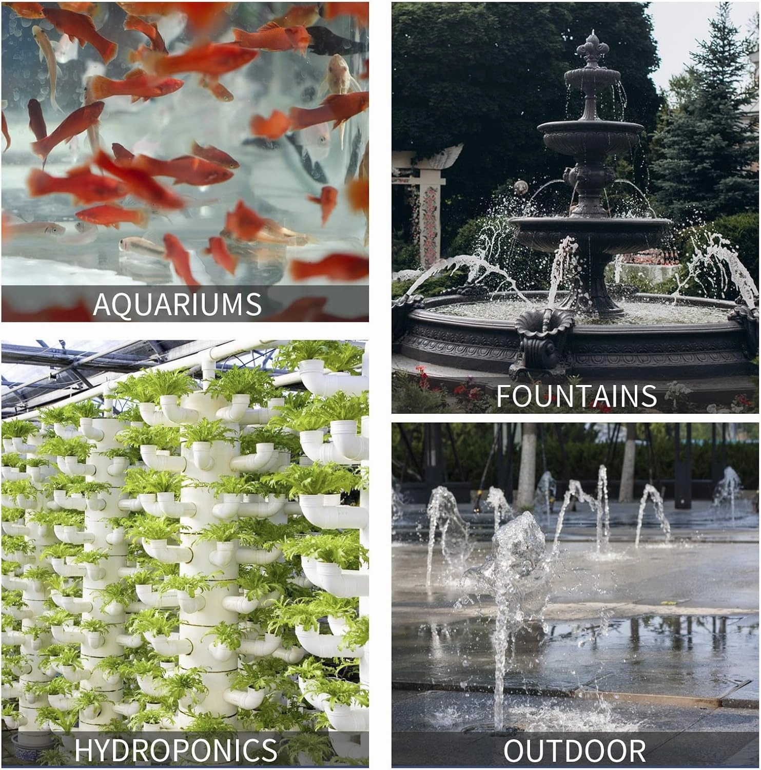 FREESEA Fountain Submersible Water Pump: 800GPH 45W Adjustable Ultra Quiet Aquarium Pump with 3 Nozzles 10ft High Lift for Small Pond | Fish tank | Waterfall | Outdoor | Hydroponics