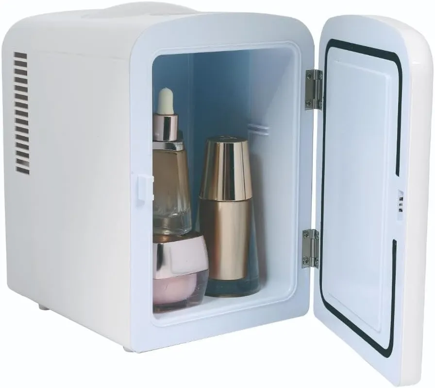 Frigidaire Mini Portable Compact Personal Fridge Cooler, 4 Liter Capacity Chills Six 12 oz Cans, 100% Freon-Free & Eco Friendly, Includes Plugs for Home Outlet & 12V Car Charger - White