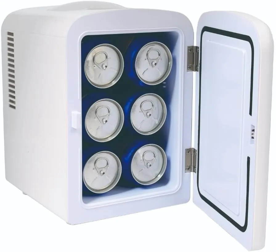 Frigidaire Mini Portable Compact Personal Fridge Cooler, 4 Liter Capacity Chills Six 12 oz Cans, 100% Freon-Free & Eco Friendly, Includes Plugs for Home Outlet & 12V Car Charger - White