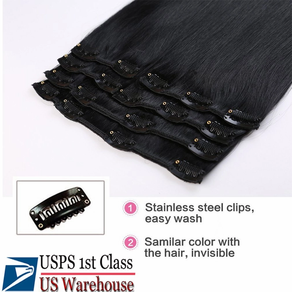 FUT 20inch 70g Straight Grade 7a Remy Human Hair Pieces Extensions Full Head 18 Clips in 8 PCS for Girl Lady Women Ash Blonde