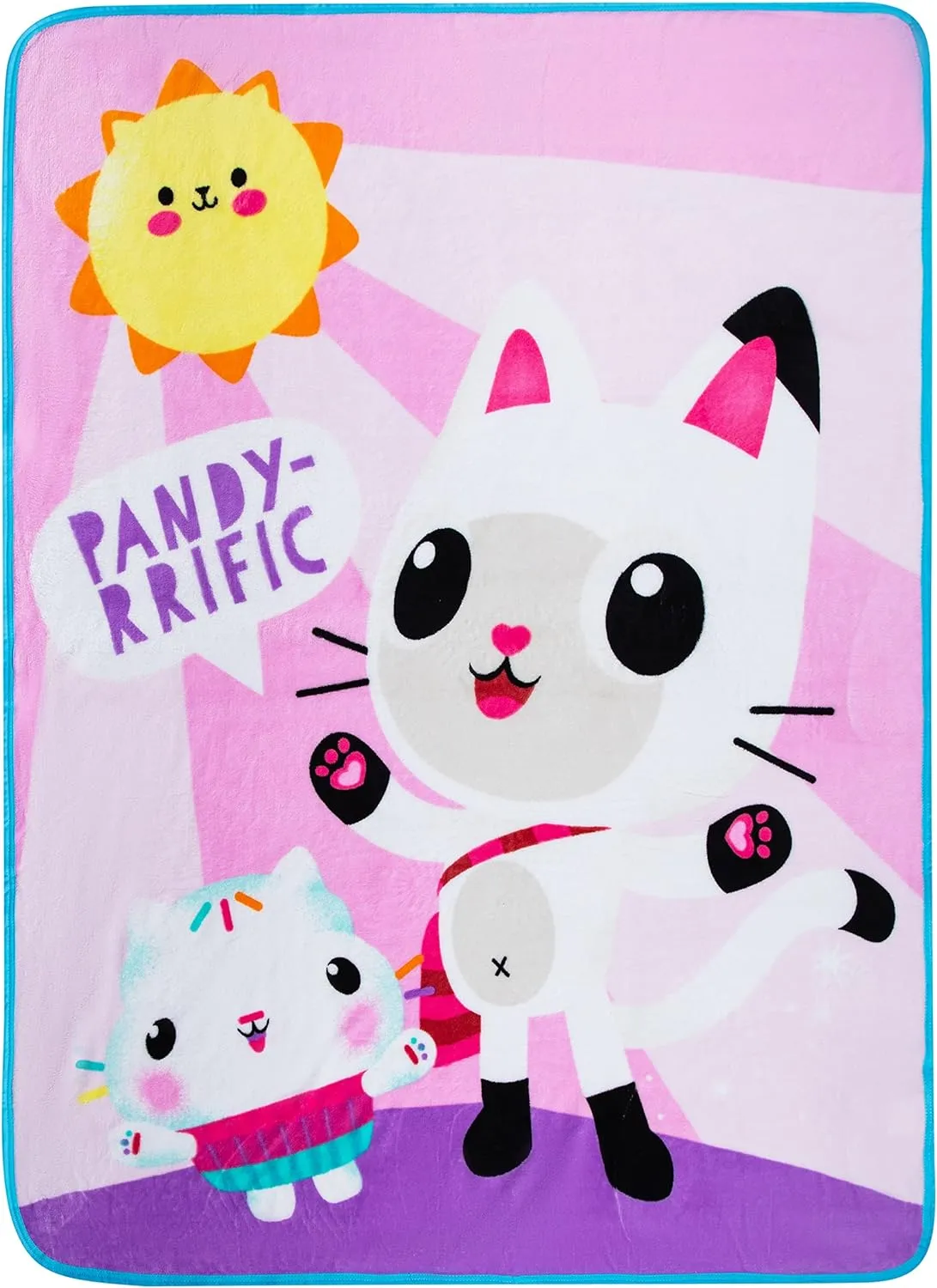 Gabby's Dollhouse Cakey And Pandy Kids Bedding Super Soft Micro Raschel Throw, 46 in x 60 in, By Franco