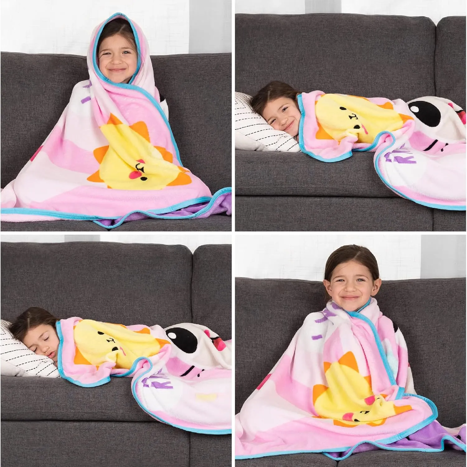 Gabby's Dollhouse Cakey And Pandy Kids Bedding Super Soft Micro Raschel Throw, 46 in x 60 in, By Franco