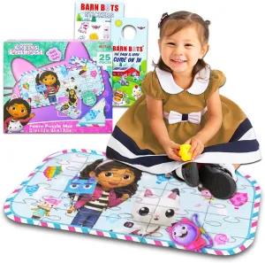 Gabby's Dollhouse Floor Puzzle for Toddlers - Bundle with 25 Piece Gabby's Dollhouse Foam Puzzles Plus Stickers for Girls | Gabby's Dollhouse Floor Puzzles for Kids