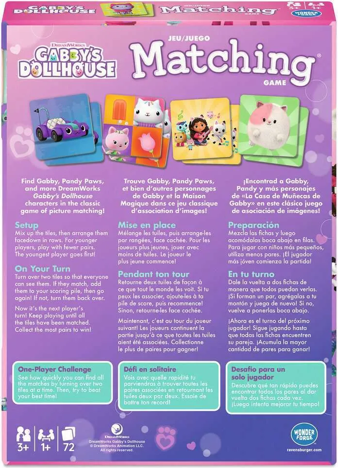 Gabby's Dollhouse Matching Game - Trilingual