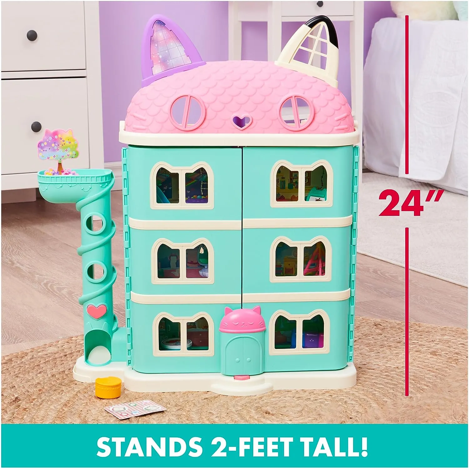 Gabby’s Dollhouse, Purrfect Dollhouse with 15 Pieces including Toy Figures, Furniture, Accessories and Sounds, Kids Toys for Ages 3 and up