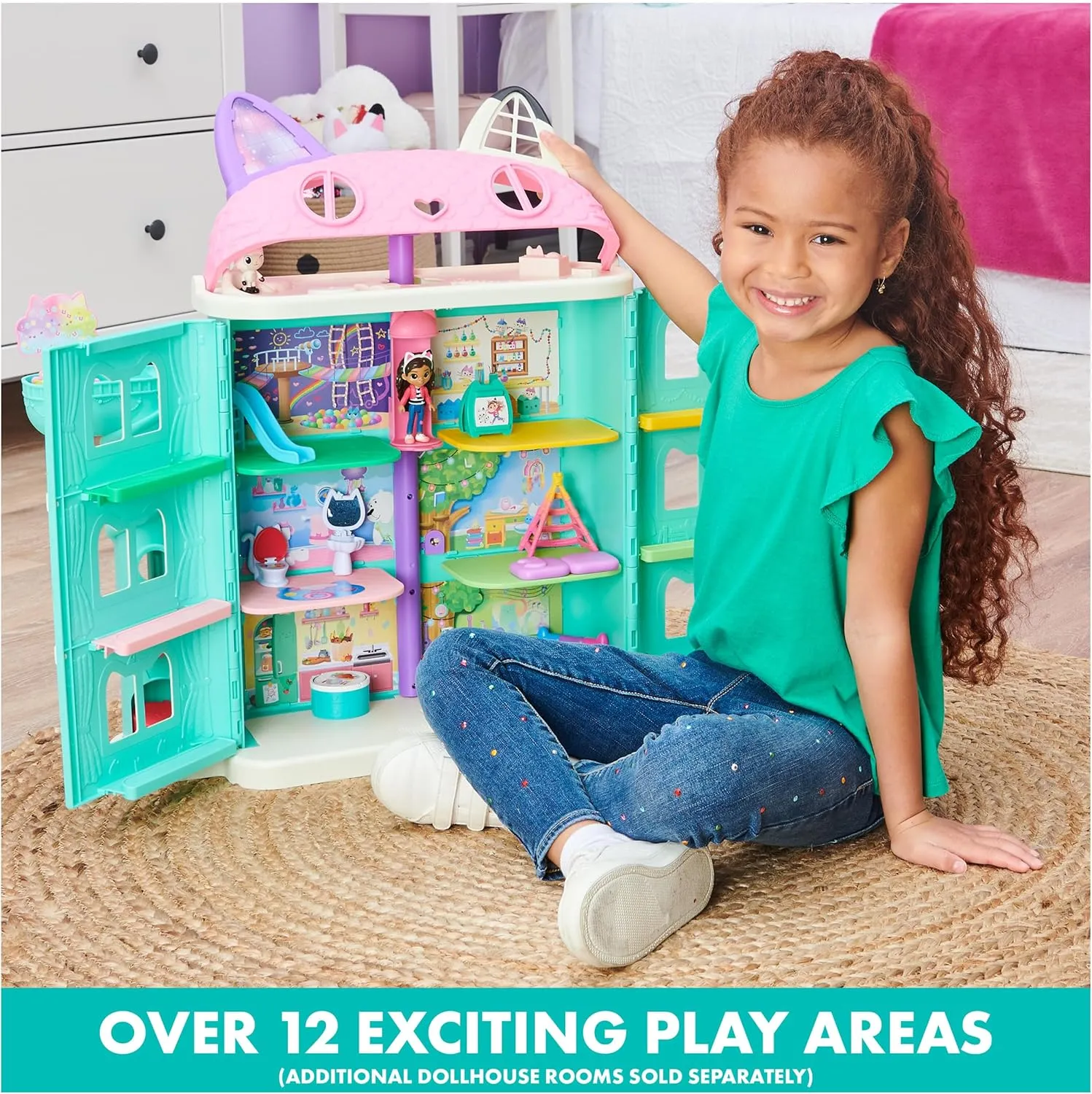Gabby’s Dollhouse, Purrfect Dollhouse with 15 Pieces including Toy Figures, Furniture, Accessories and Sounds, Kids Toys for Ages 3 and up