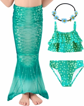 GALLDEALS Girls 3 Piece Swimsuit Bathing Suits Bikini with Cover Up Skirt 3 to 12 Years