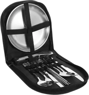 GANAZONO Travel Picnic Utensils Set Lunch Box Cutlery for Work Reusable Forks Spoons Portable Tableware Chopstick Case Included