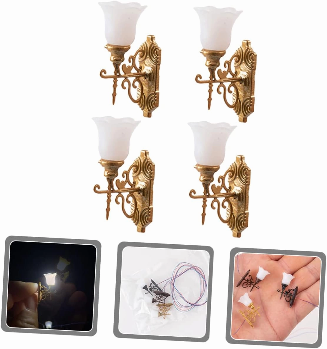 GANAZONO 5sets Sand Table Decorative Lamp Miniature Wall Lamp Model Micro Landscaping Lamp Decor Luminous Wall Lamp for Doll House Diy Wall Lights 4pcs*5