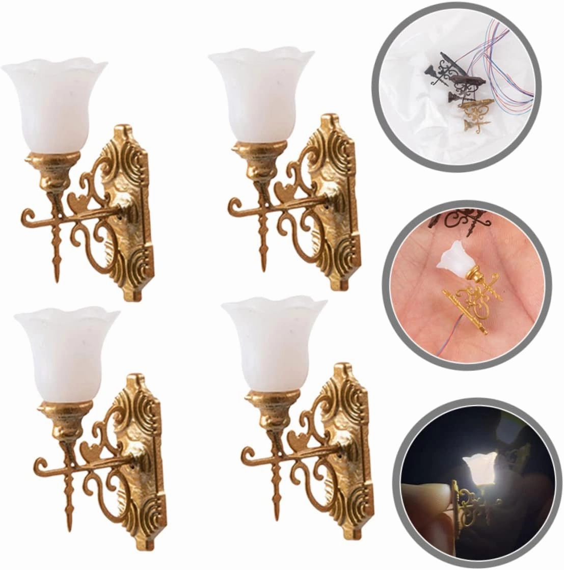 GANAZONO 5sets Sand Table Decorative Lamp Miniature Wall Lamp Model Micro Landscaping Lamp Decor Luminous Wall Lamp for Doll House Diy Wall Lights 4pcs*5
