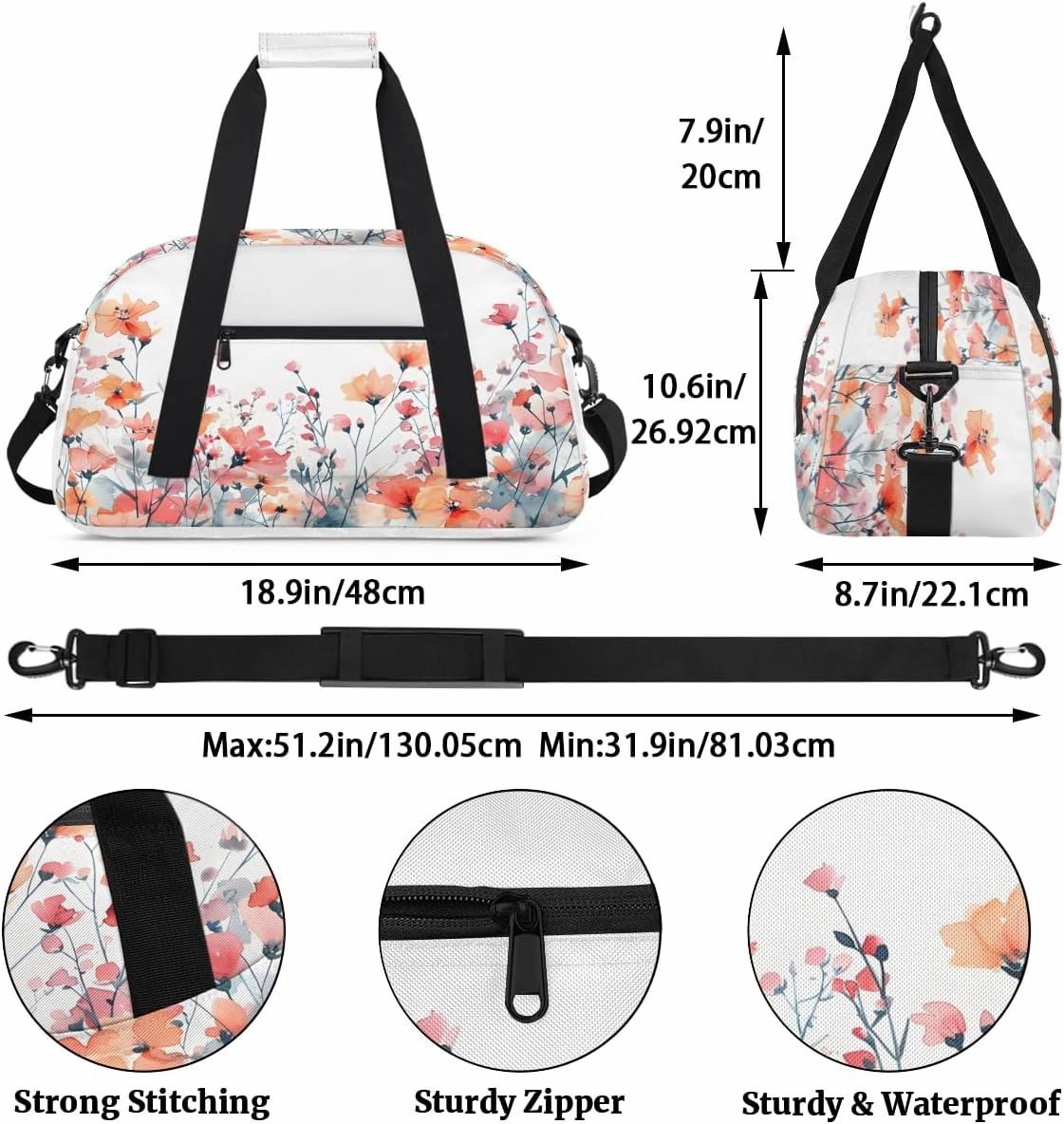 Garden Flowers Kids Overnighter Duffel Bags for Boys, Carry-On Size Sports Gym Bag with Front Zipper Pocket for School Practice or Overnight Travel Weekender Sleepover Tote Bag