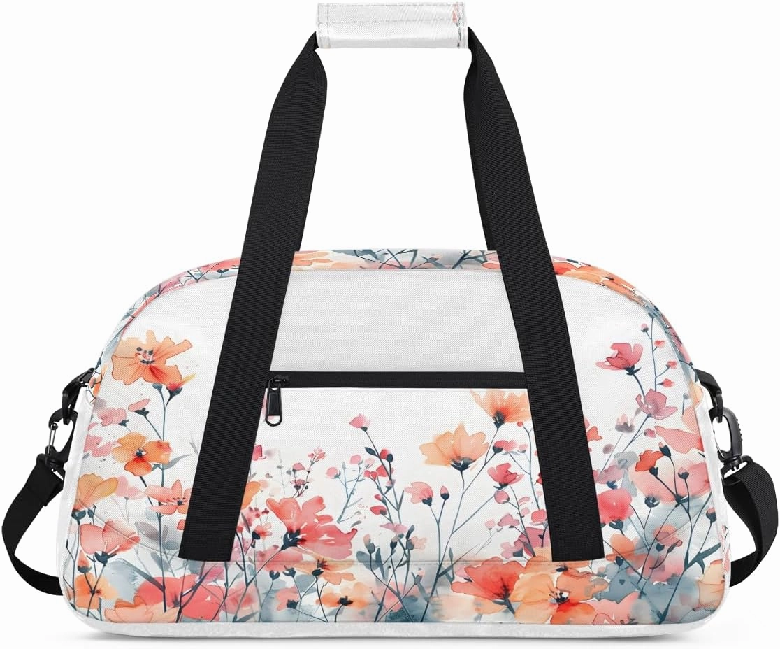 Garden Flowers Kids Overnighter Duffel Bags for Boys, Carry-On Size Sports Gym Bag with Front Zipper Pocket for School Practice or Overnight Travel Weekender Sleepover Tote Bag