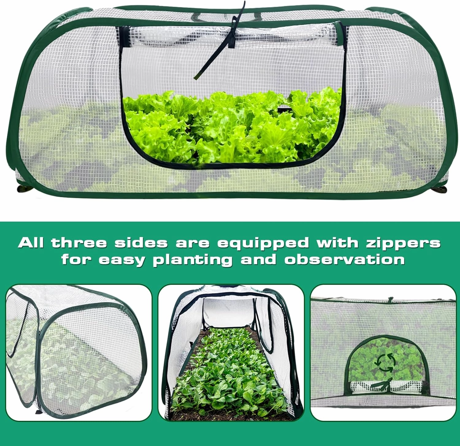 Garden Rows Accelerator Plants Cover-Garden Greenhouse with Roll-up Zipper Door,Thicker PE Cover for Indoor Outdoor Vegetable Fruits Rows - 45" L x 22" W x 16" H (White, 2 Pack)