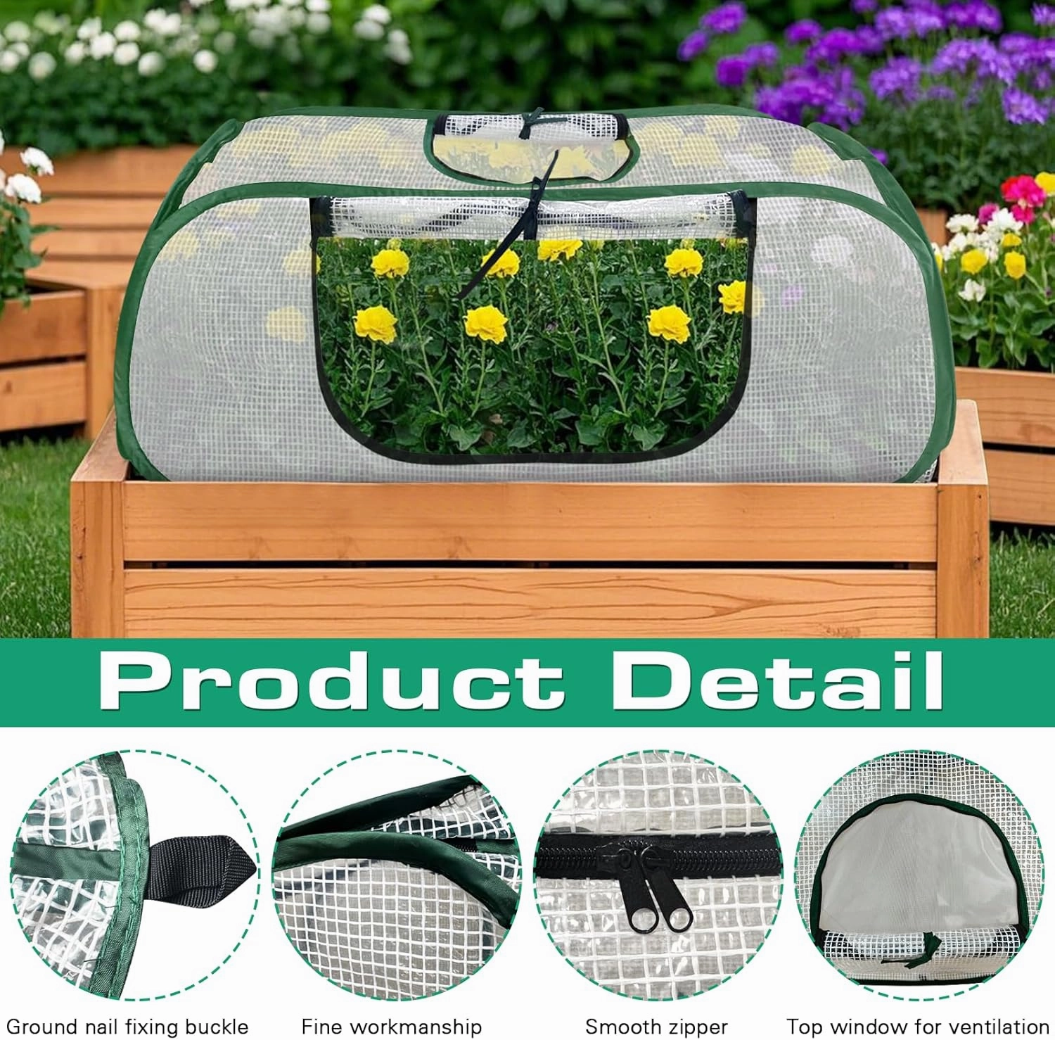 Garden Rows Accelerator Plants Cover-Garden Greenhouse with Roll-up Zipper Door,Thicker PE Cover for Indoor Outdoor Vegetable Fruits Rows - 45" L x 22" W x 16" H (White, 2 Pack)