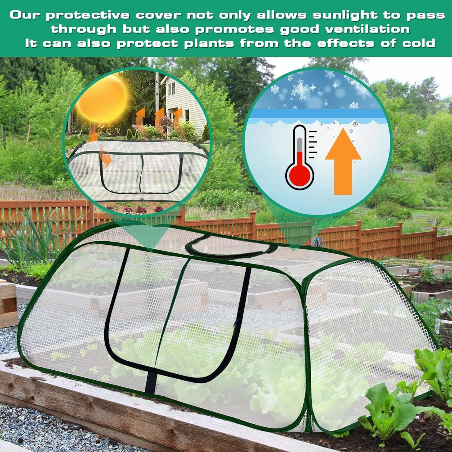 Garden Rows Accelerator Plants Cover-Garden Greenhouse with Roll-up Zipper Door,Thicker PE Cover for Indoor Outdoor Vegetable Fruits Rows - 45" L x 22" W x 16" H (White, 2 Pack)