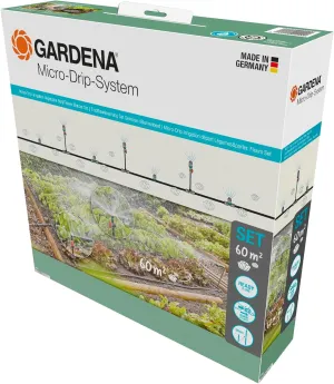 Gardena Micro-Drip-System Drip Irrigation Set Vegetable/Flower Bed (60 m²): Starter Set, Ready to use, Water-Saving Irrigation System, Simple & Flexible Connection Technology (13450-20)