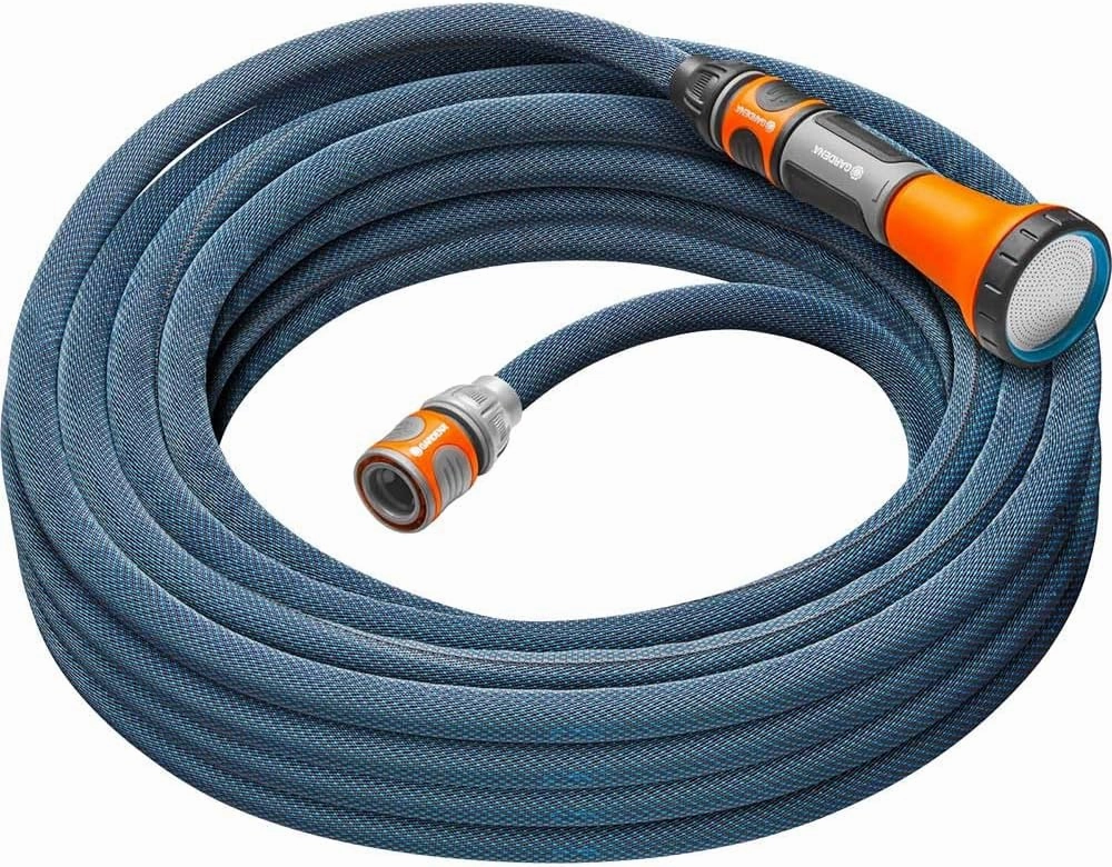 Gardena Liano Xtreme 1/2 inch, 15m set: Extremely robust textile garden hose, for indoor water taps, with PVC inner tube, lightweight, weather-resistant (18465-20)
