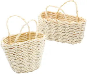 Garneck 5sets 2pcs Miniature Woven Basket for Doll House Decor Compact Furniture Accessories Long for Mini House Decoration and Photo Props 2pcs*5