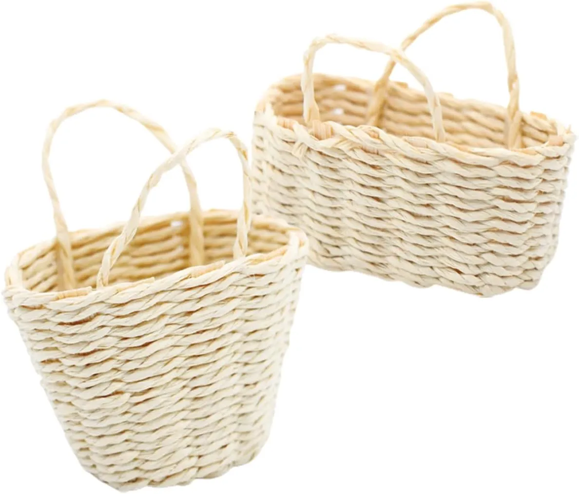 Garneck 5sets 2pcs Miniature Woven Basket for Doll House Decor Compact Furniture Accessories Long for Mini House Decoration and Photo Props 2pcs*5