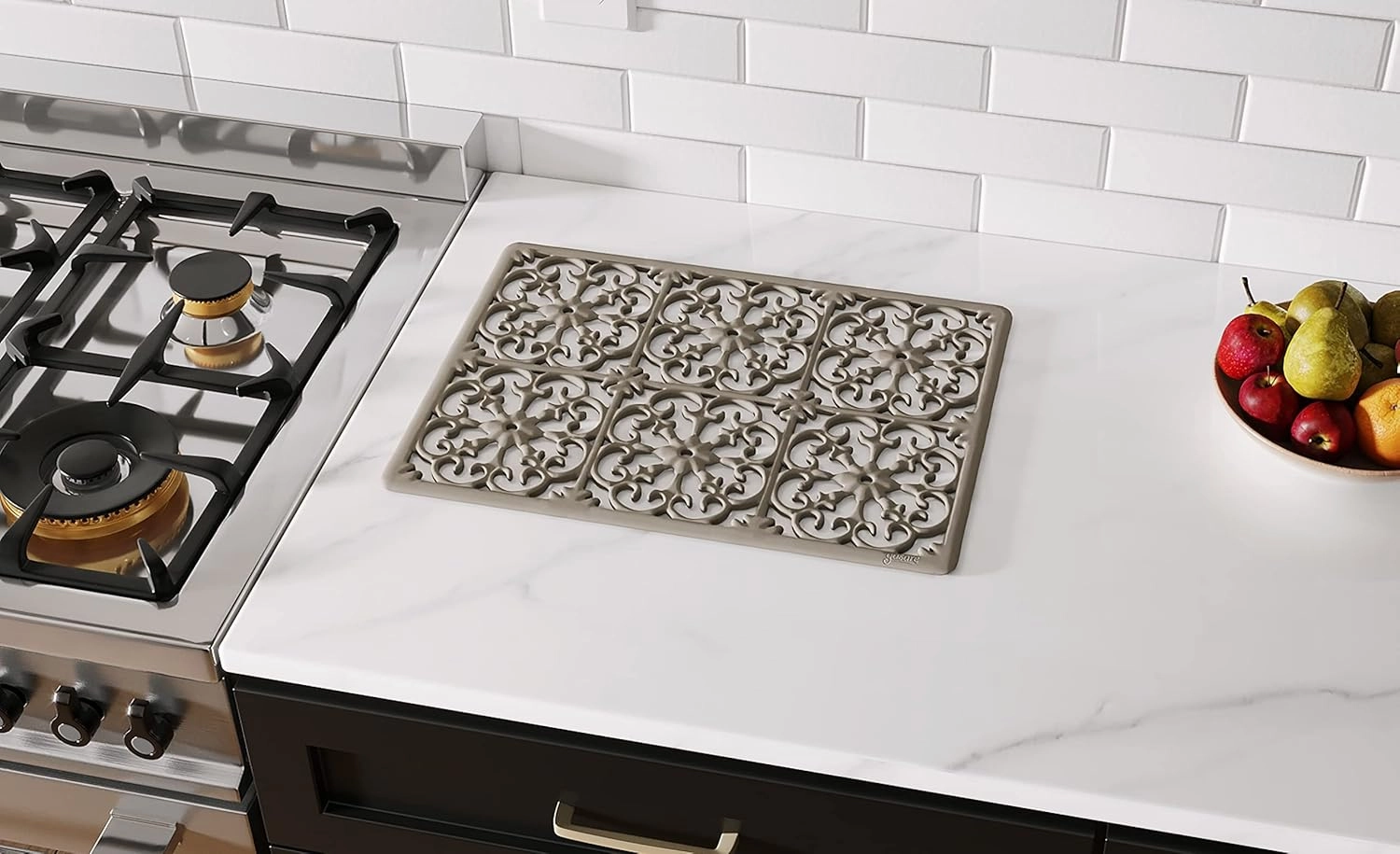 GASARÉ, Extra Large, Thick, Silicone Trivet for Hot Dishes, Pots, and Pans, Heat Resistant Mat for Countertop, Hot Pad for Kitchen, Easy to Clean, 16 x 12 x 3/8 Inches, Taupe