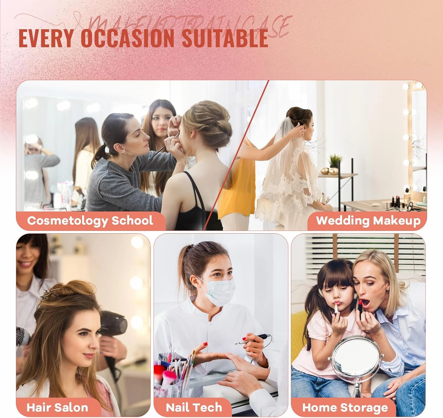 GCCSJ Aluminum Trolley Makeup Train Case with 8 LED Light 21'' Rolling Cosmetic Organizer Studio Speaker Make up Artist Free Standing Box with Stand Mirror Makeup Vanity Station for Travel (Silver)