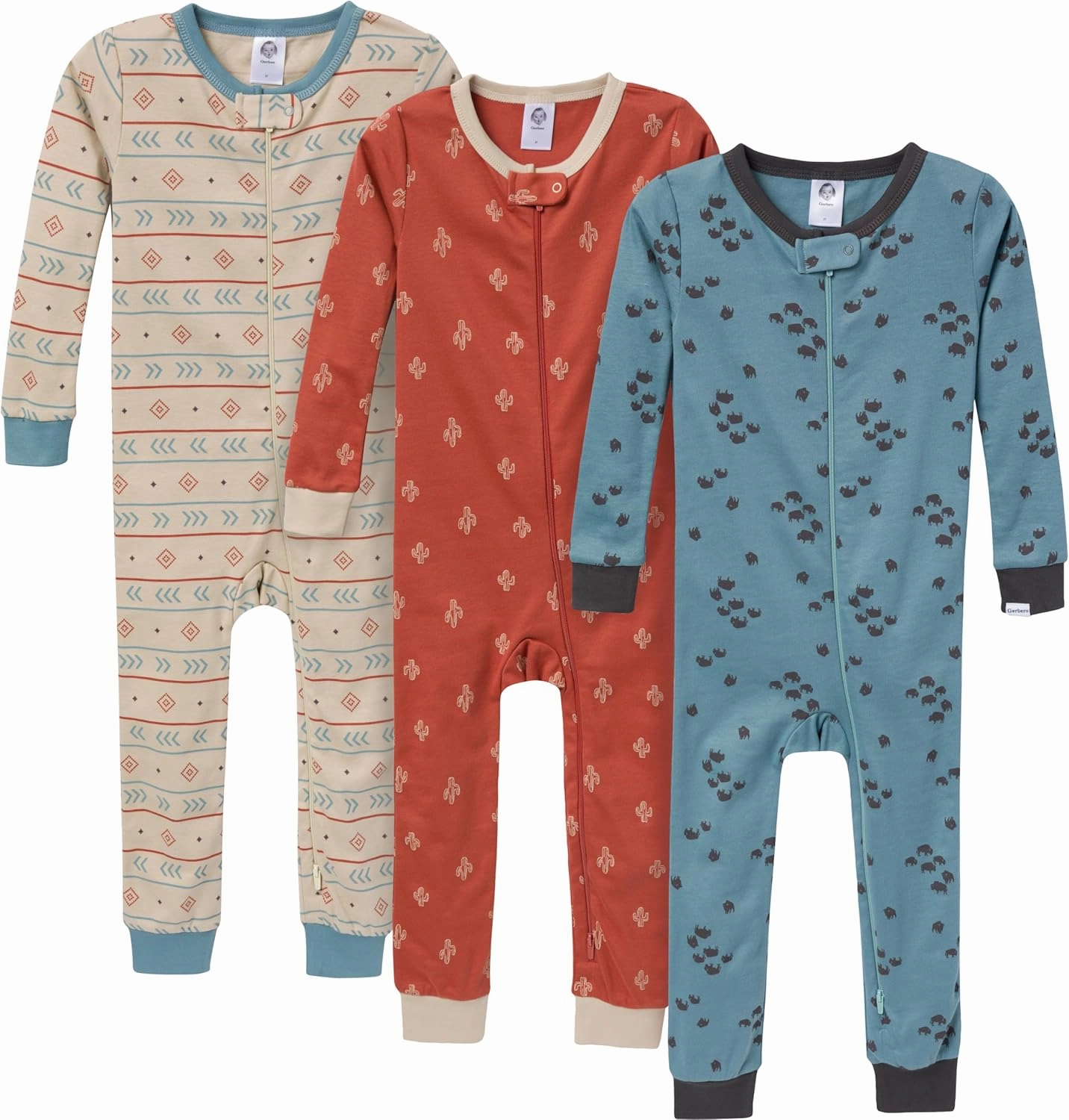 Gerber Baby-Boys 3-Pack Snug Fit Footless One-Piece Cotton Pajamas