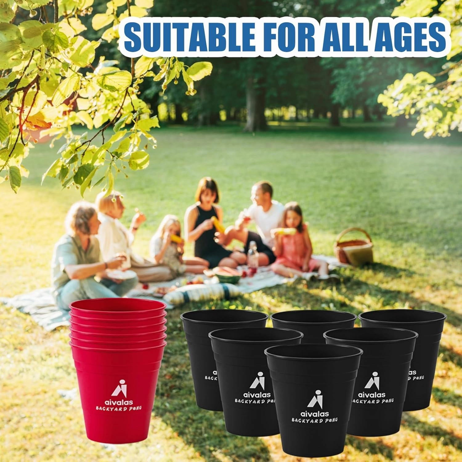 Giant Yard Pong Outdoor Games Set,Giant Yard Pong for Adults and Family with XL Size Buckets, Ring Toss Games for Kids Adult with Carrying Bag, Toss Games for Family Party, Camping, Backyard