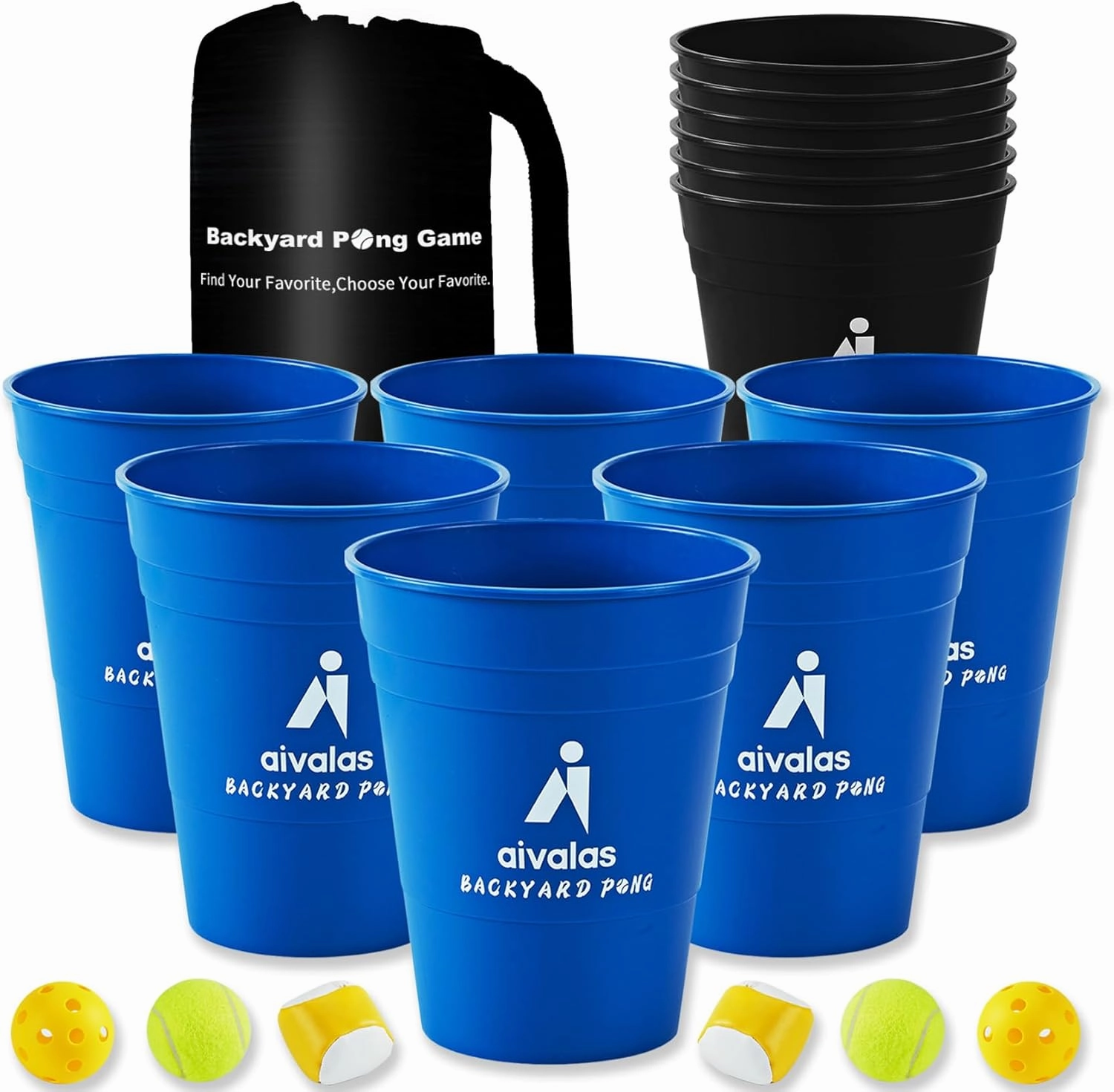 Giant Yard Pong Outdoor Games Set,Giant Yard Pong for Adults and Family with XL Size Buckets, Ring Toss Games for Kids Adult with Carrying Bag, Toss Games for Family Party, Camping, Backyard