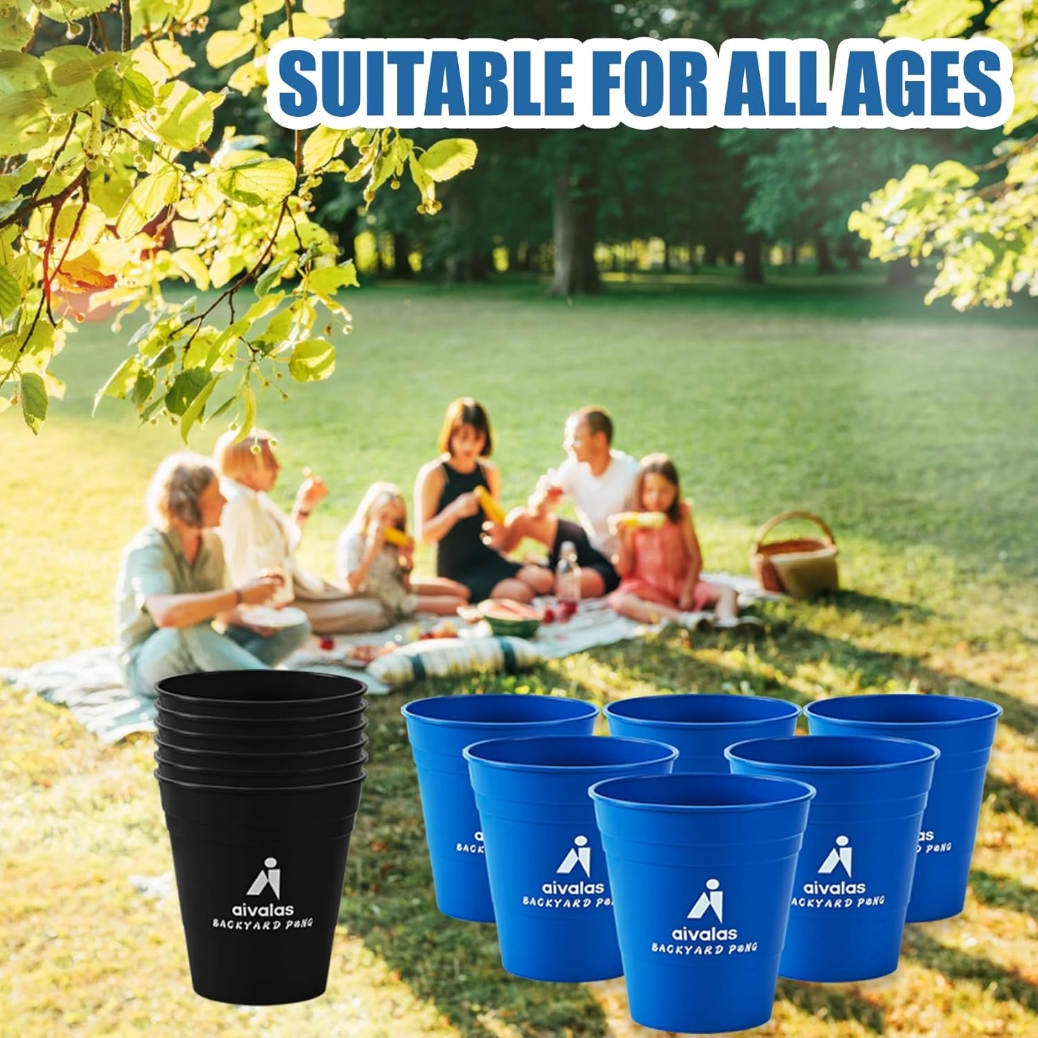 Giant Yard Pong Outdoor Games Set,Giant Yard Pong for Adults and Family with XL Size Buckets, Ring Toss Games for Kids Adult with Carrying Bag, Toss Games for Family Party, Camping, Backyard