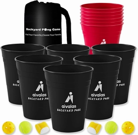 Giant Yard Pong Outdoor Games Set,Giant Yard Pong for Adults and Family with XL Size Buckets, Ring Toss Games for Kids Adult with Carrying Bag, Toss Games for Family Party, Camping, Backyard