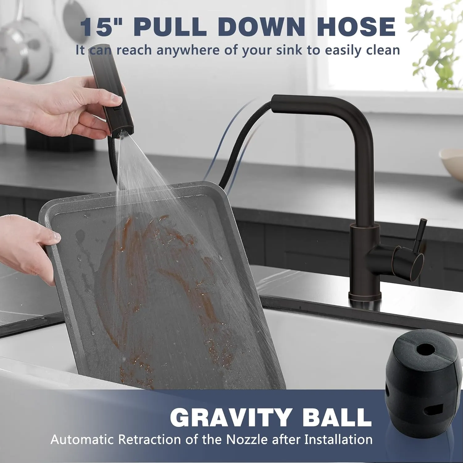 GIMILI Oil Rubbed Bronze Kitchen Faucet with Pull Down Sprayer Single Hole Handle Sink Faucets Commercial Modern Faucets for Pull Down Sprayer Kitchen Sinks