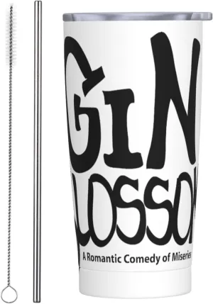 Gin Musics Blossoms Stainless Steel Insulated Tumbler 20oz with lid Travel Mug with Straw for Cold Hot