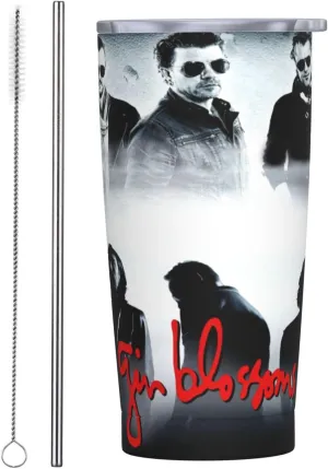 Gin Musics Blossoms Stainless Steel Insulated Tumbler 20oz with lid Travel Mug with Straw for Cold Hot