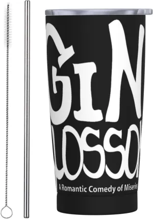 Gin Musics Blossoms Stainless Steel Insulated Tumbler 20oz with lid Travel Mug with Straw for Cold Hot