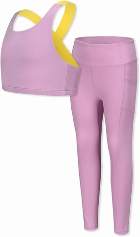 Girls Yoga Leggings Girls Athletic Leggings Training Bras Set Kids Gym Crop Tank Top Activewear Set for 5-13Years