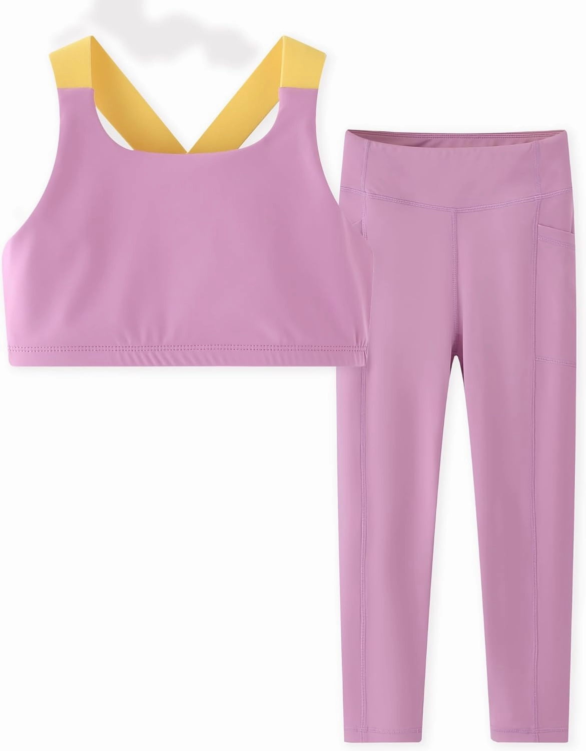 Girls Yoga Leggings Girls Athletic Leggings Training Bras Set Kids Gym Crop Tank Top Activewear Set for 5-13Years