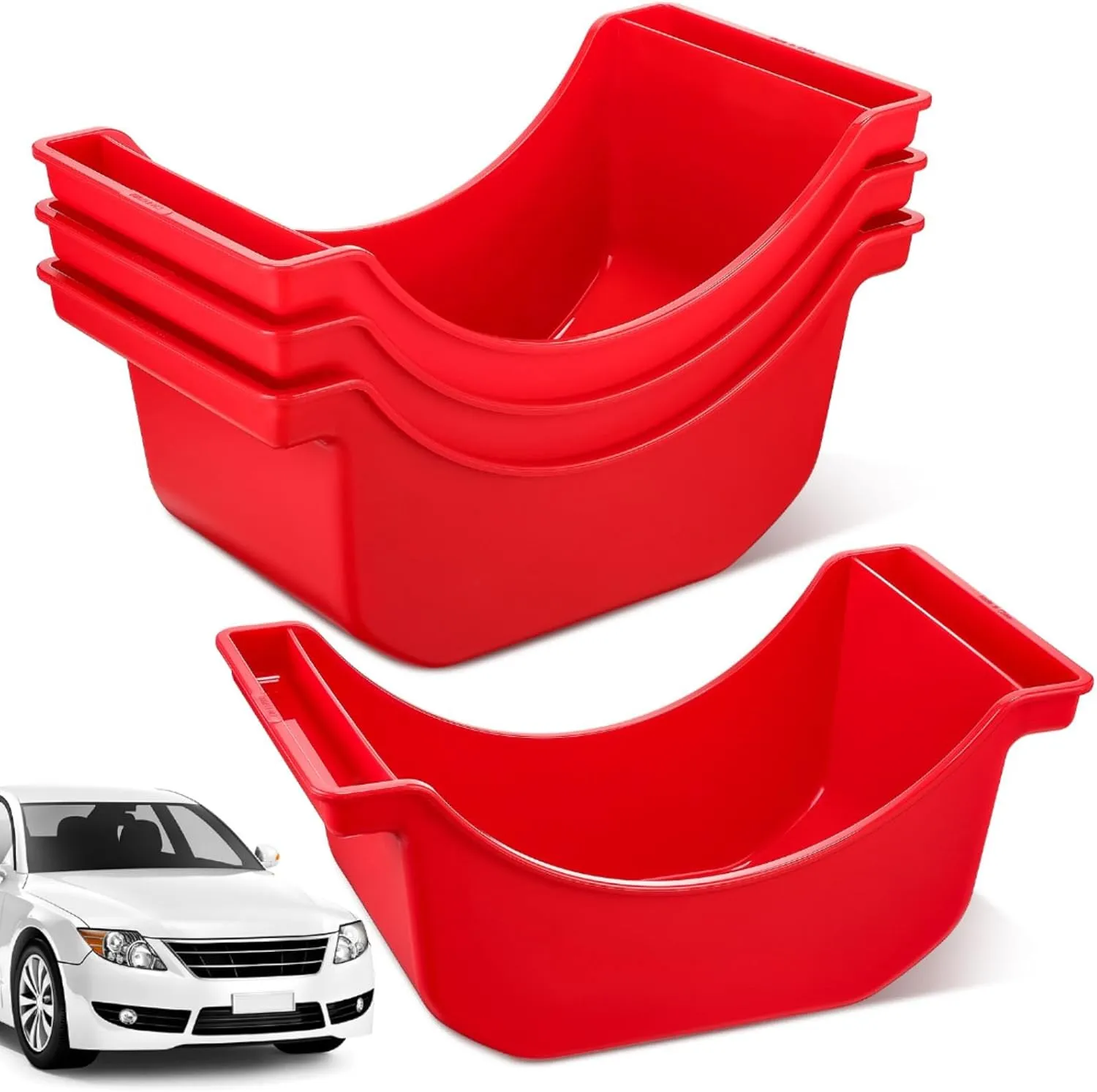 Gisafai 4 Pieces Oil Drain Pan for Wheels Plastic Truck and Trailer Wheel Pan Reusable Oil Drip tool for Wheels(Red)