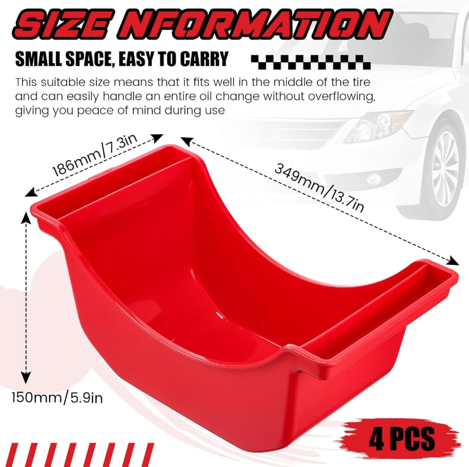 Gisafai 4 Pieces Oil Drain Pan for Wheels Plastic Truck and Trailer Wheel Pan Reusable Oil Drip tool for Wheels(Red)