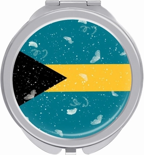 Glittering Butterfly Bahamas Compact Mirror Pocket Mirror Portable Mini Makeup Mirror Handheld Double-Sided Magnifying
