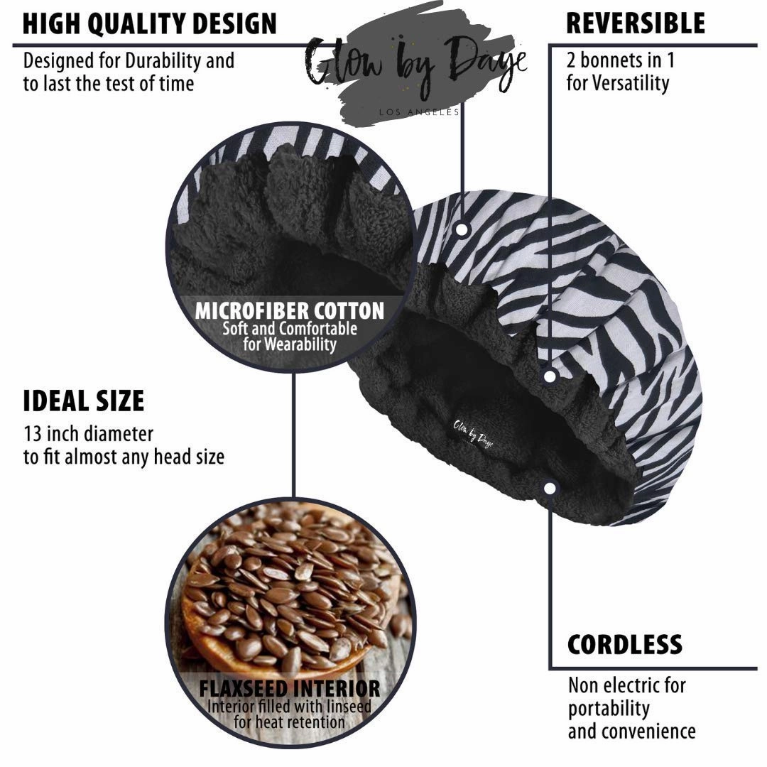 Glow by Daye Cordless Deep Conditioning Thermal Heat Cap, Microwavable Heat Therapy for Hair, Portable, Reversible The Safari