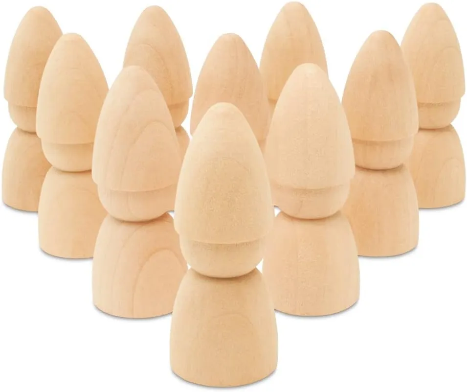 Gnome Wood Peg Dolls Unfinished 2-3/4 inch, Pack of 50 Peg People for Crafting, Miniature Figures & Small World Play, by Woodpeckers