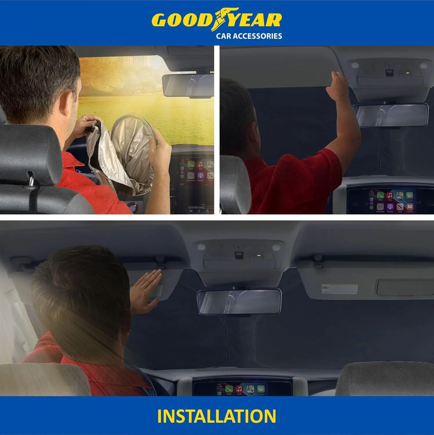 Goodyear Foldable Windshield Sunshade for Mitsubishi Outlander Sport 2011-2025, Car Accessories, Sunshade Cover, Sun Shade Car Windshield, Window Sun Blocker - GY008263