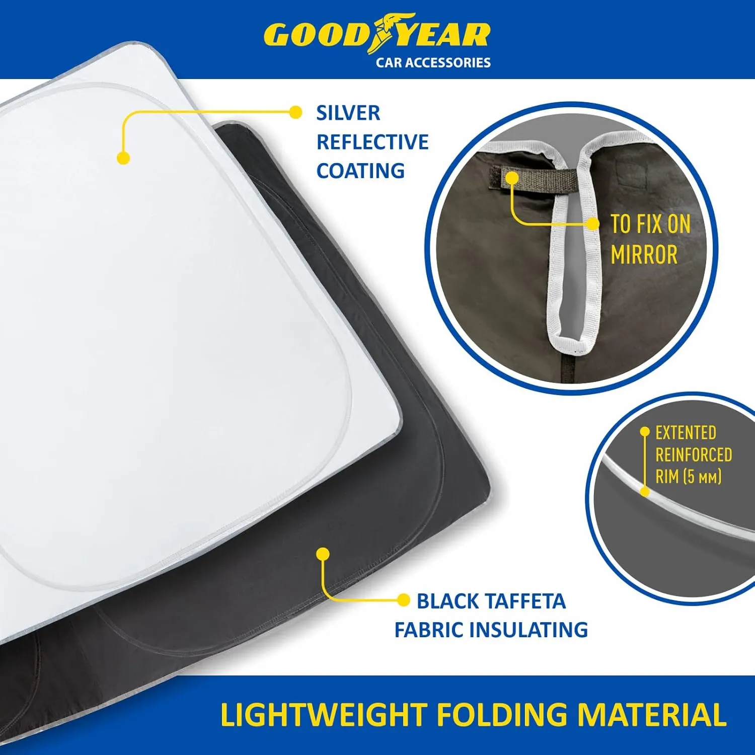 Goodyear Foldable Windshield Sunshade for Mitsubishi Outlander Sport 2011-2025, Car Accessories, Sunshade Cover, Sun Shade Car Windshield, Window Sun Blocker - GY008263