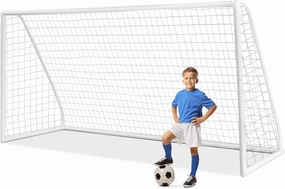 Goplus Soccer Goal, 12'x6'/8'x6'/6'x4' Soccer Net with Strong UPVC Frame, Quick Set-up, High-Strength Netting, Portable Weatherproof Soccer Goals for Backyard Kids Soccer Practice Training