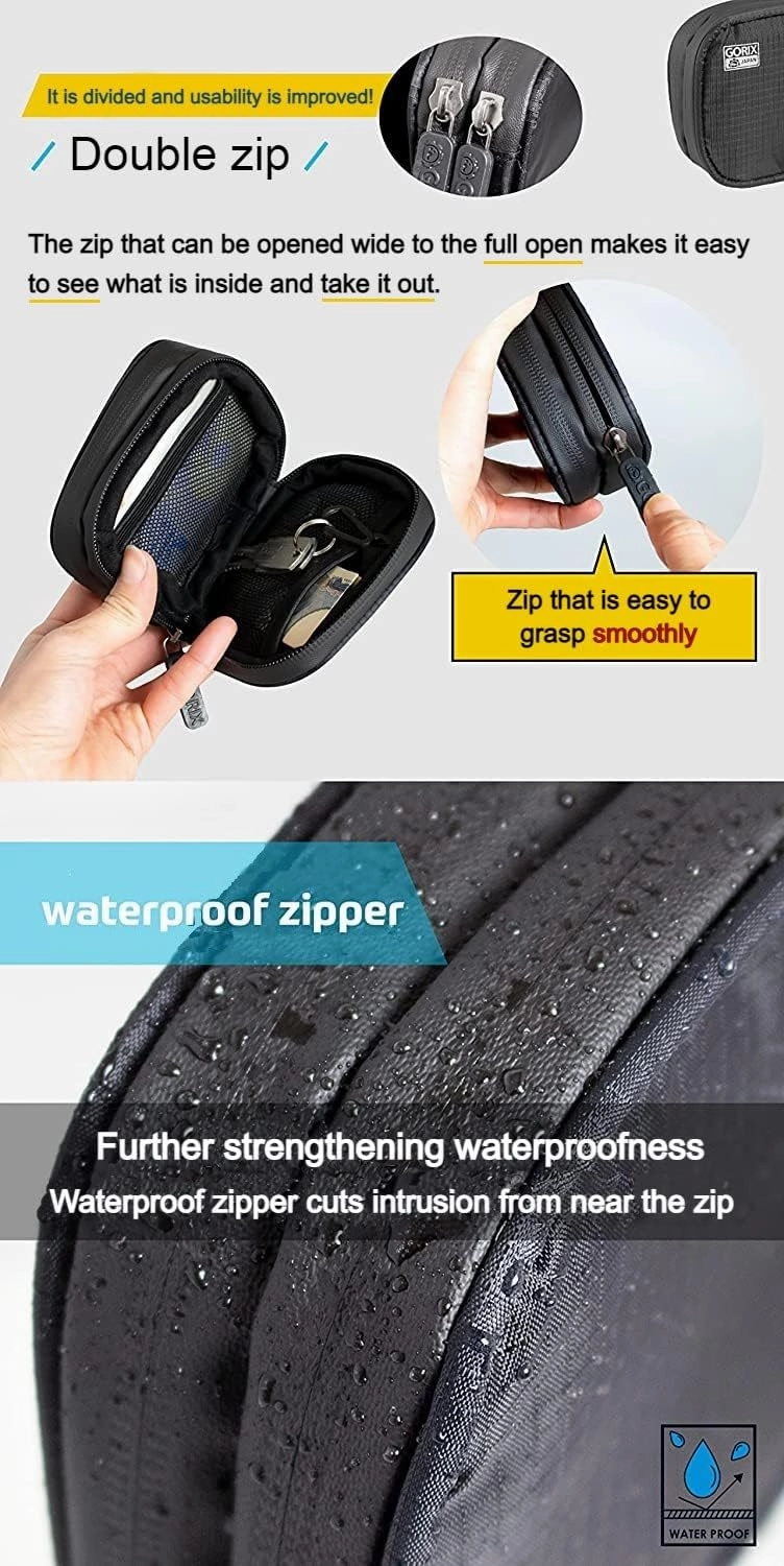 GORIX Cycle Wallet Pouch Small Bag Waterproof Mobile Phone Coin Case Road MTB Bike (GX-Bkmini)