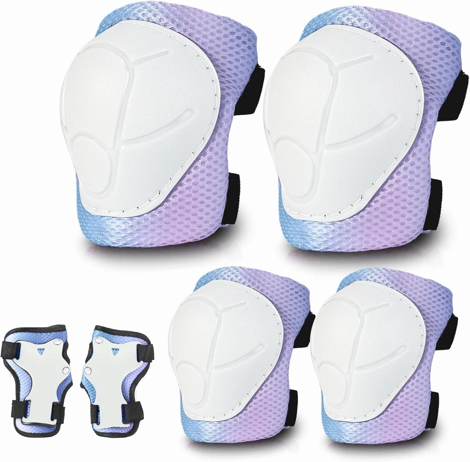 Gradient Color Kids Protective Gear Set Knee Pads for Kid 2-14 Years,W/ Adjustable Strap Kids/Youth Knee Pads Elbow Pads Wrist Guards Set for Inline Roller Skates,Cycling,BMX Bike,Skateboard,Scooter