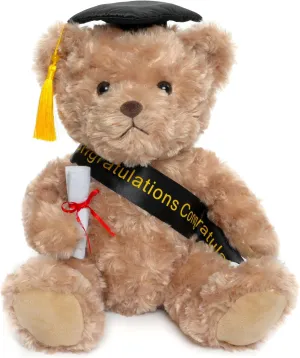 Graduation Gifts Teddy Bear Stuffed Animal Plush Toy with Doctoral Tam Velvet Gold Bullion Tassel Diploma for Man Women Girls Boys Congratulatory Party