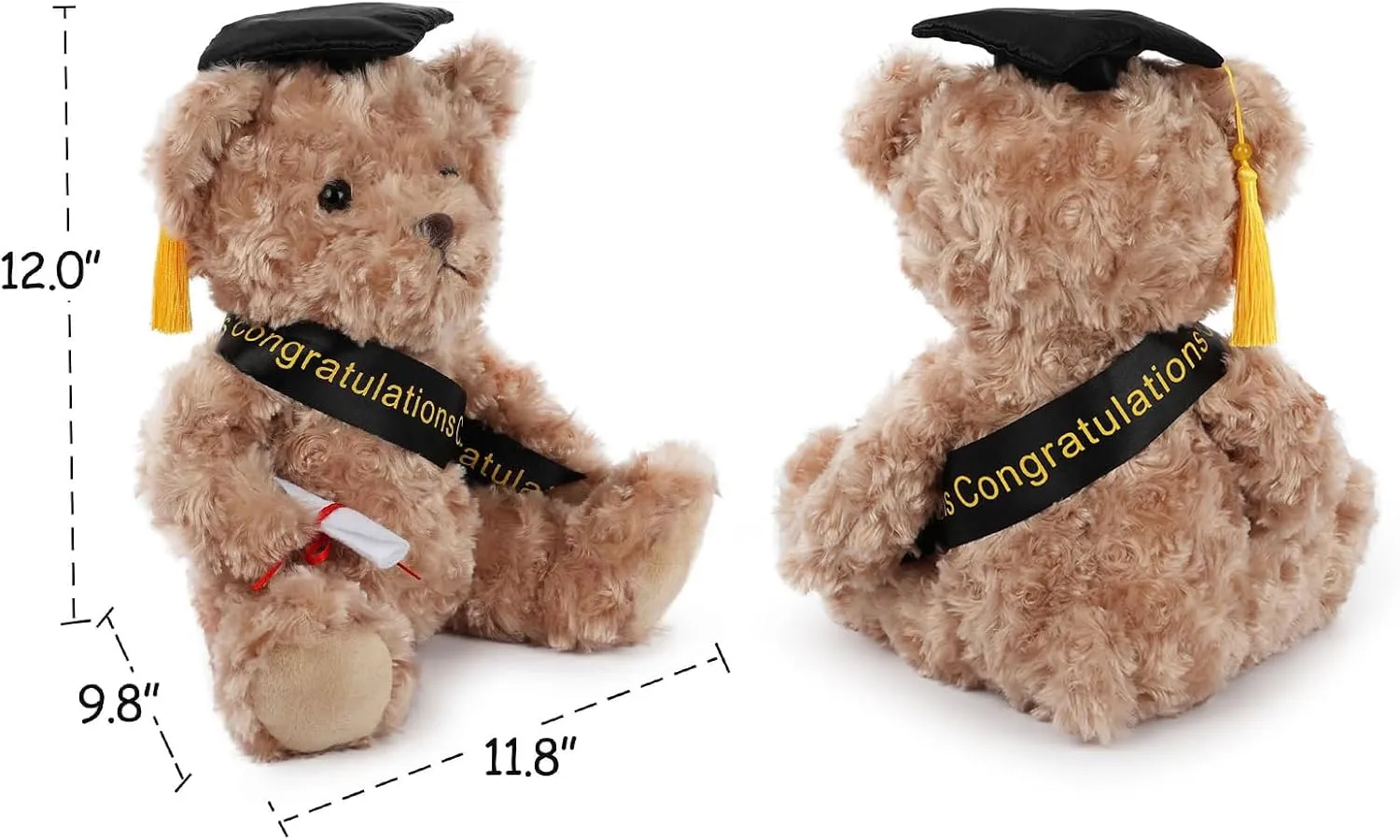 Graduation Gifts Teddy Bear Stuffed Animal Plush Toy with Doctoral Tam Velvet Gold Bullion Tassel Diploma for Man Women Girls Boys Congratulatory Party